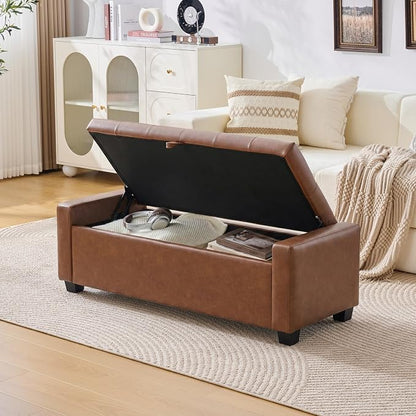 Huatean Home 48" Ottoman with Storage, Storage Ottoman Bench with Safety Hinge - Image 5