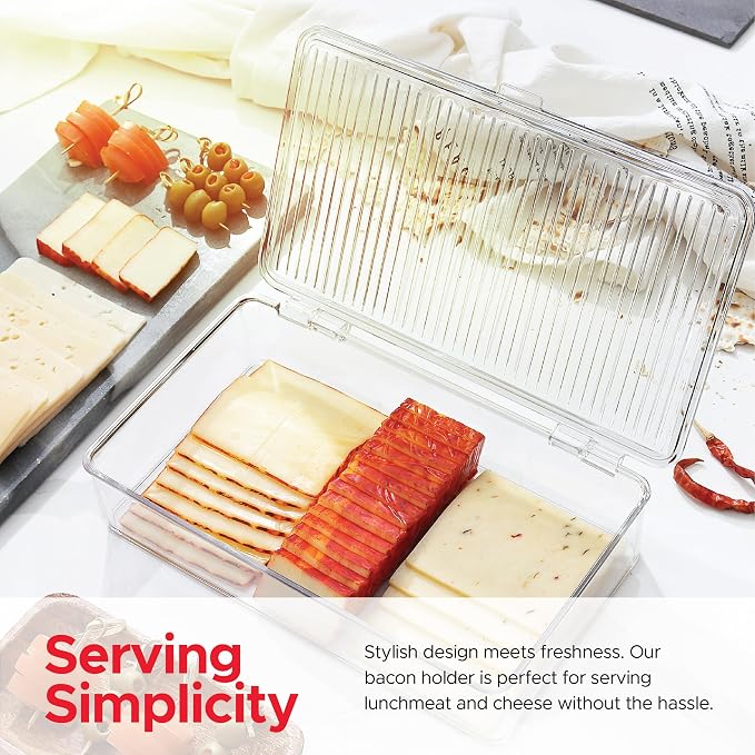 Tafura Bacon Container For Refrigerator Fridge Storage Organizer | Cheese & - Image 4