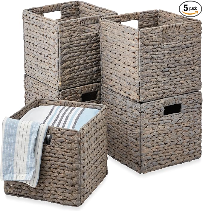 Best Choice Products 13x13in Pack of 5 Cube Storage Baskets, Water Hyacinth by Unknown