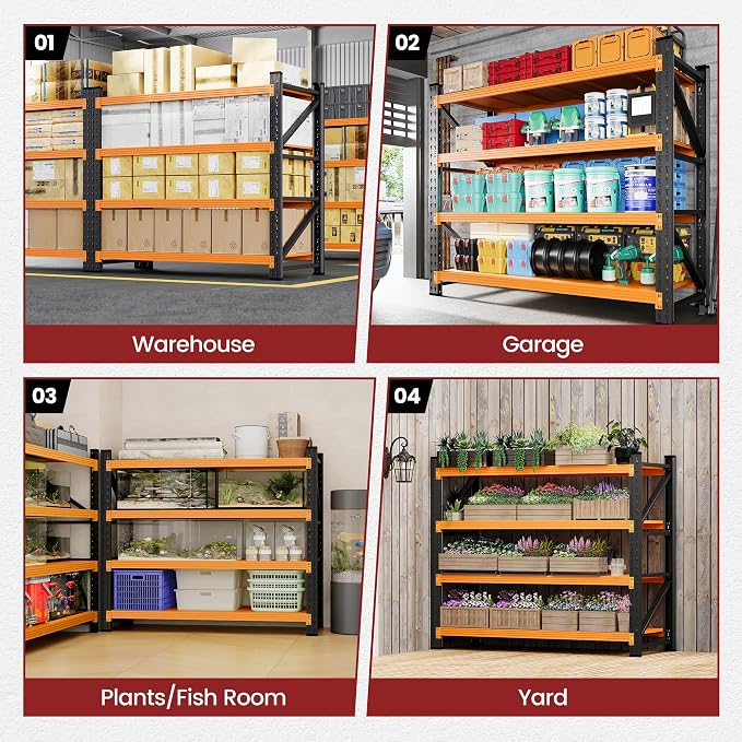 48" Wide Storage Shelves, 2000LBS Garage Shelving Heavy Duty, Standing Shelf - Image 7