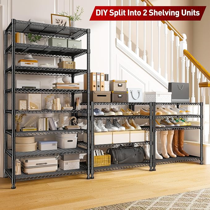 REIBII 8 Tier Metal Shelving 75"H Storage Shelves Tall Wire Shelving Unit - Image 8