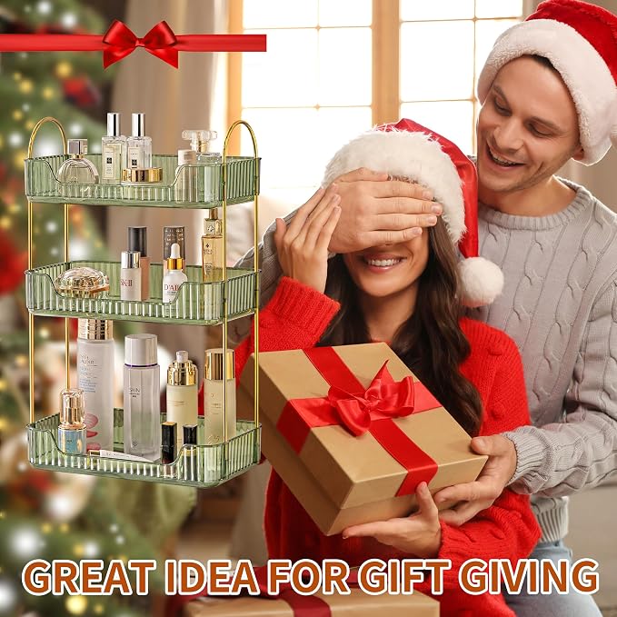 3 Tier Bathroom Organizer Countertop Makeup Perfume Tray Skincare Organizer - Image 8