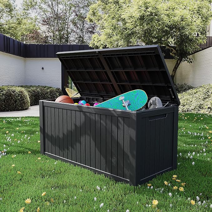 200 Gallon Resin Deck Box, Waterproof Outdoor Storage Box - Image 9