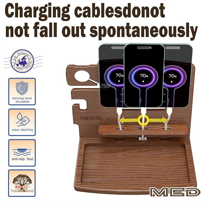 MED Wood Phone Docking Station – Nightstand Desk Organizer - Image 6