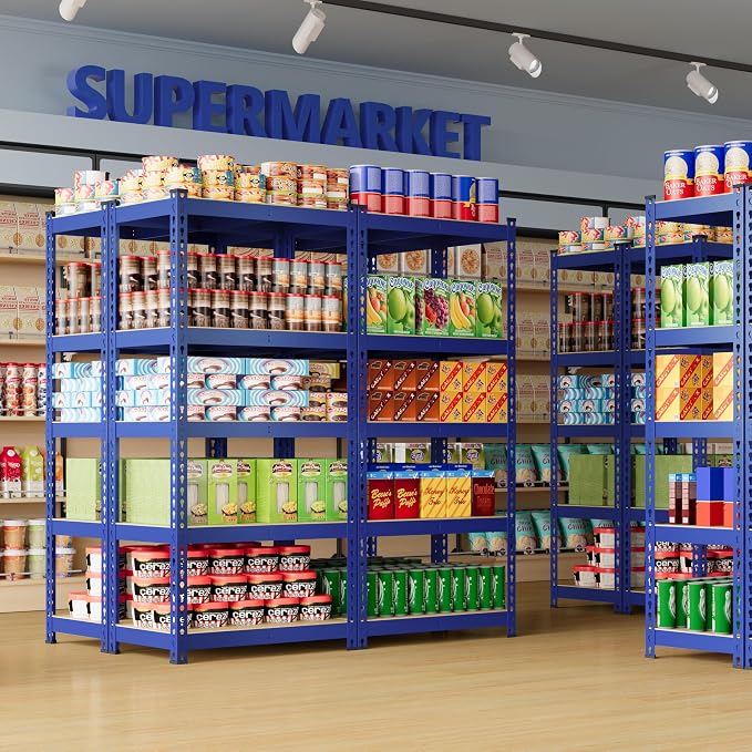 Yaheetech 5-Tier Heavy Duty Storage Shelves 28" W x 12" D x 60" H Blue | - Image 9