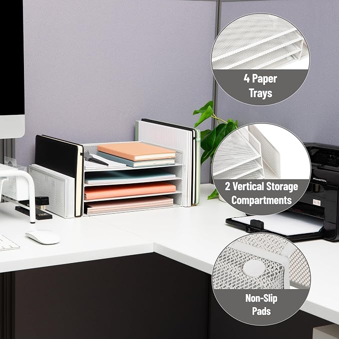 Mind Reader Desktop Organizer, File Storage, Paper Tray, Metal Mesh, 16.75" L x - Image 4