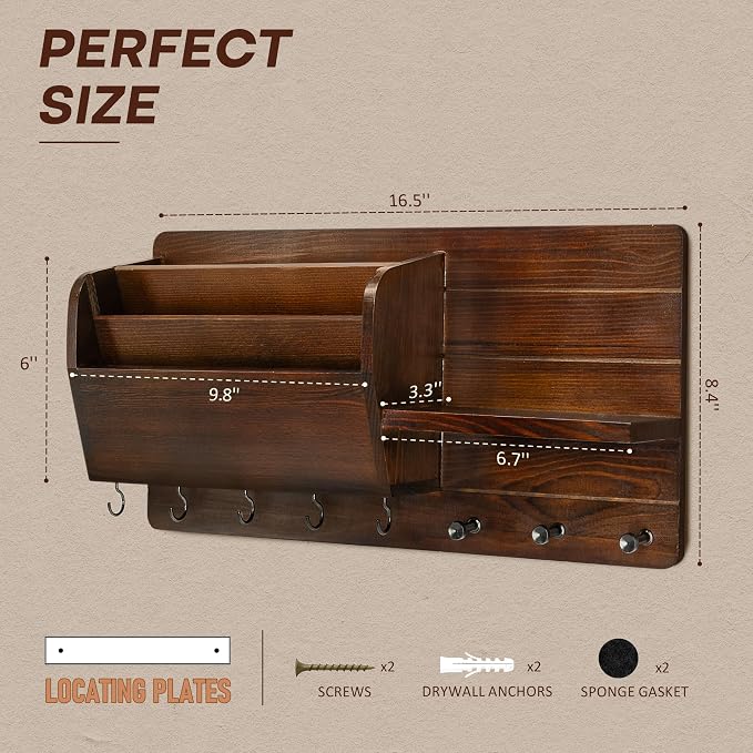 Rebee Vision Pine Wood Key Holder Wall Mount - Image 2