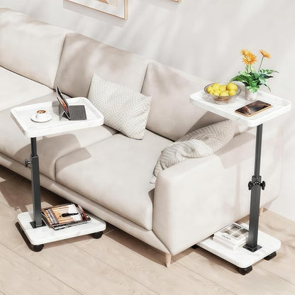 C Table End Table Adjustable Height, 360°Swivel TV Tray Table - Image 4