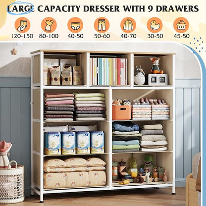 WLIVE 9 Drawer Dresser, Fabric Storage Tower - Image 4