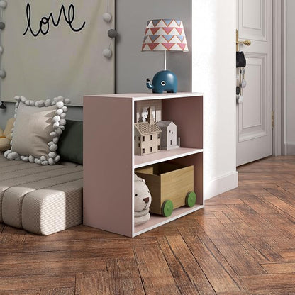 Homes: Inside + Out Apexa 2-Tier Cube Storage Organizer Shelves, Stackable Wood - Image 8