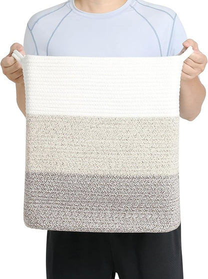 Tall Laundry Basket With Handles, Woven Cotton Rope Big Laundry Hamper Sorters - Image 4