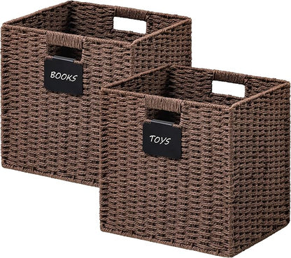 UBBCARE 2 Pack Wicker Basket, 13×13 Storage Cubes by UBBCARE