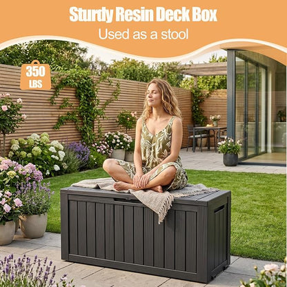 Outdoor Storage Box, 100 Gallon Resin Deck Box, Lockable Indoor Outdoor - Image 5