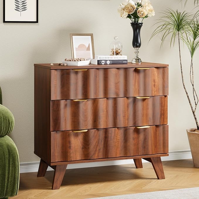 3 Drawer Dresser, Fluted Chest of Drawers - Image 4