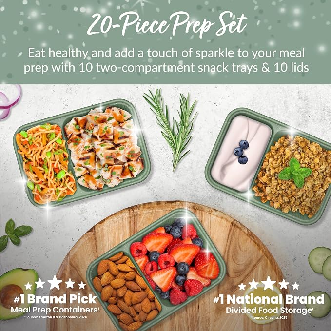 Bentgo Prep - 2-Compartment Snack Containers - Reusable, Microwaveable - Image 2