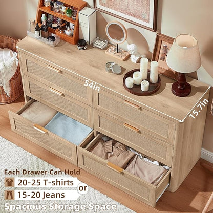 LEYAOYAO Rattan 6 Drawer Dresser - Image 3
