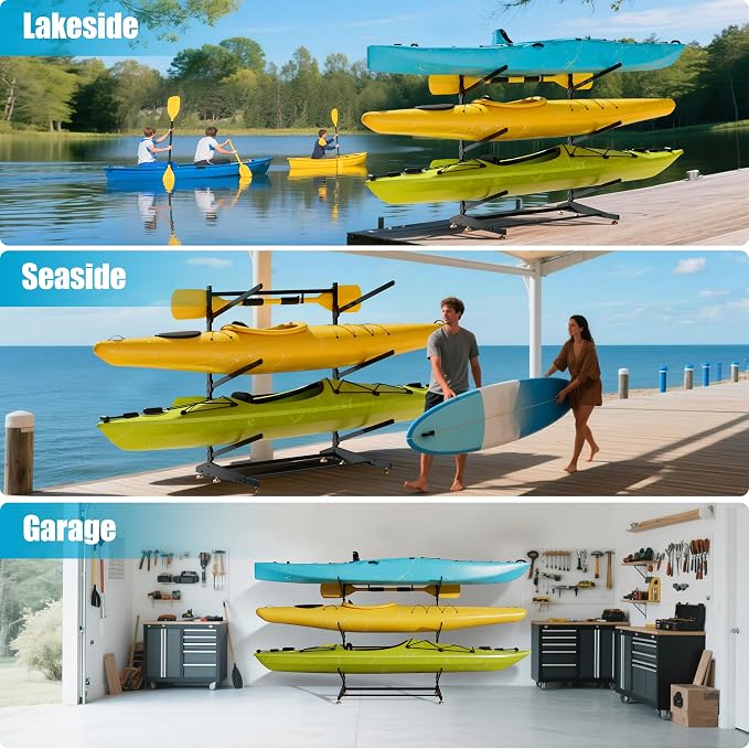 Kayak Storage Rack, Adjustable Outdoor Canoe Rack, Reinforced, and and Enhanced - Image 8