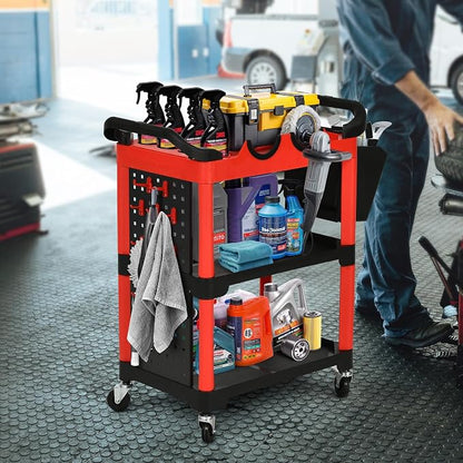 DWVO Auto Detailing Cart with Wheels, 3-Tier Rolling Tool Organizer with 2 - Image 2