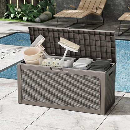 Outdoor Storage Box, 60 Gallon Outside Deck Box Waterproof, Resin Outdoor - Image 4