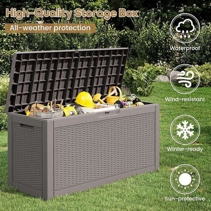Outdoor Storage Box, 72 Gallon Resin Deck Boxes Outdoor Waterproof - Image 3