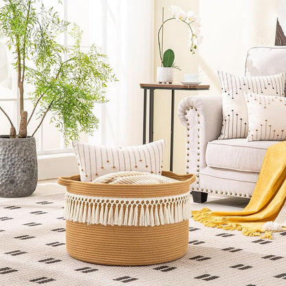 KAKAMAY Large Blanket Basket, Woven Baskets - Image 3