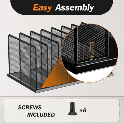 Kuntine.B Desk File Organizer Upright Mesh Desktop Organizer File Sorter Office - Image 2