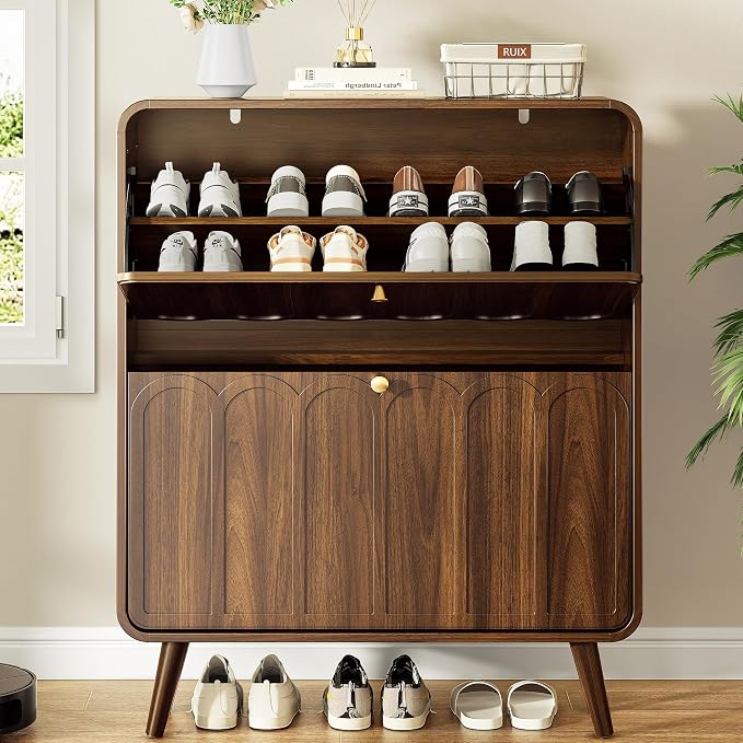Decofy Shoe Cabinet with 2 Flip Drawers, Expanded Panel - Image 8