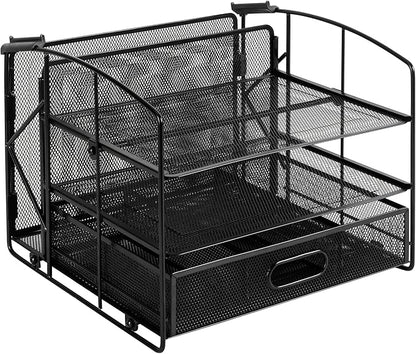 Amazon Basics Rectangular Desk Organizer 3 Tray w/Sliding Drawer and Hanging by AmazonBasics