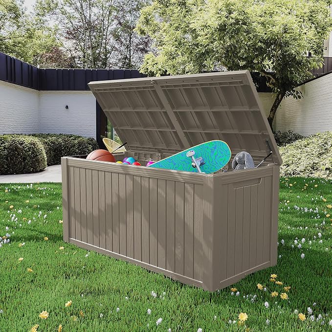 270 Gallon Resin Deck Box, Waterproof Outdoor Storage Box - Image 9