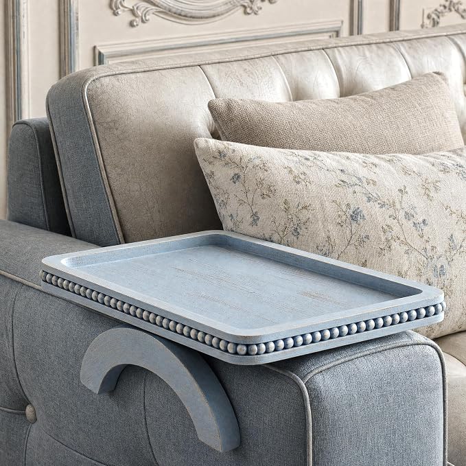 Pine Wood Sofa Arm Tray with Beaded Edge by EOSAHR