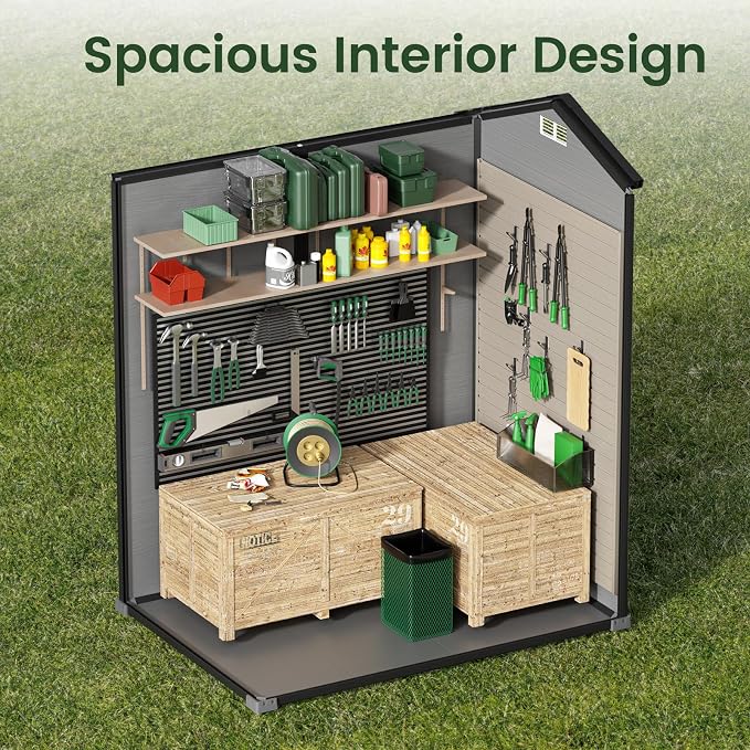 GVDV 4×6FT Outdoor Resin Plastic Storage Shed - Image 3