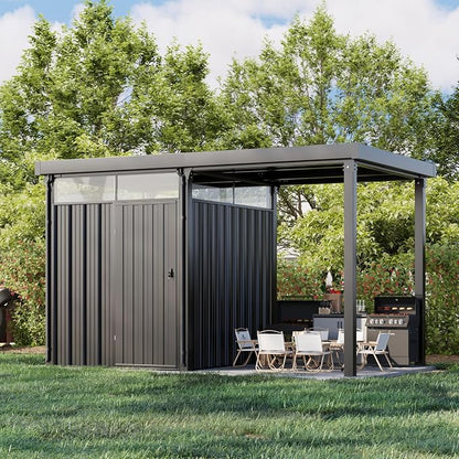 Patiowell 14 x 7 FT Outdoor Storage Shed, 2-in-1 Garden Metal Shed by Patiowell