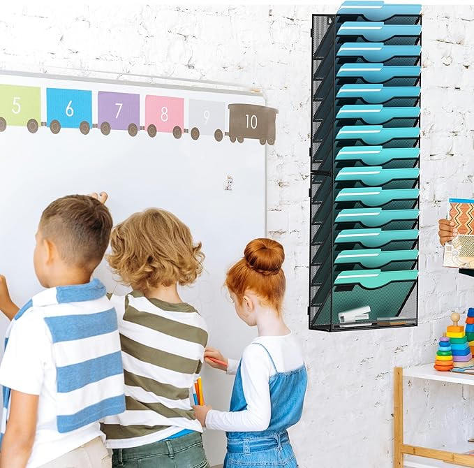 15-Tier Wall File Organizer Hanging Wall File Holder Wall Mount Paper Folder - Image 7