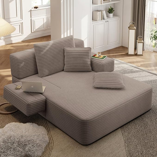 2-in-1 Convertible Chaise Lounge Indoor, 60.2" Corduroy Upholstered Chaise by Wunlerlant