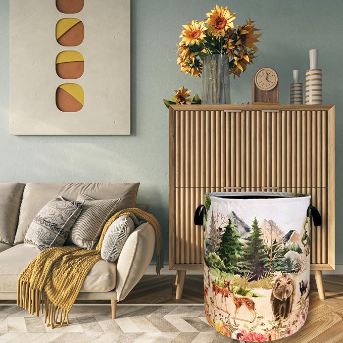 Watercolor Animals Laundry Hamper - Image 7
