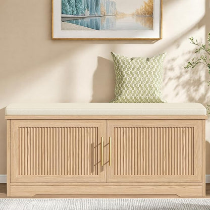 Keehusux 39.4" Fluted Shoe Storage Bench by Keehusux