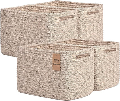 Storage Baskets for Organizing, 4 Pack Storage Baskets for Shelves, Woven by Degeyoyo