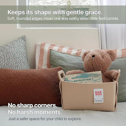 Collapsible Felt VANILLA Storage Bin Small 7.1"x5.1"x5.1" – Foldable Basket - Image 5