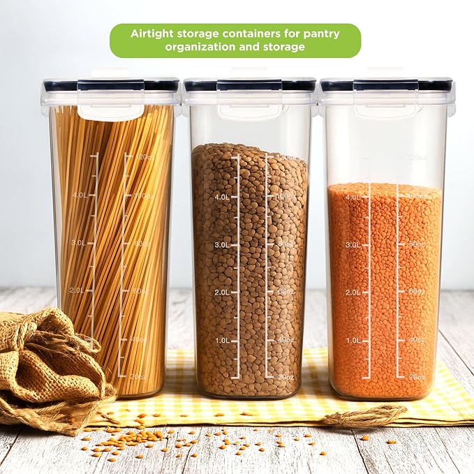 Utopia Kitchen Cereal Containers Storage Set – 4 Pack 4L Airtight Food Storage - Image 3