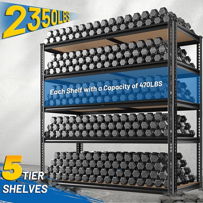 ROOMFAVE 40" W Storage Shelves 5 Tier Garage Shelving Heavy Duty, 2350LBS - Image 4