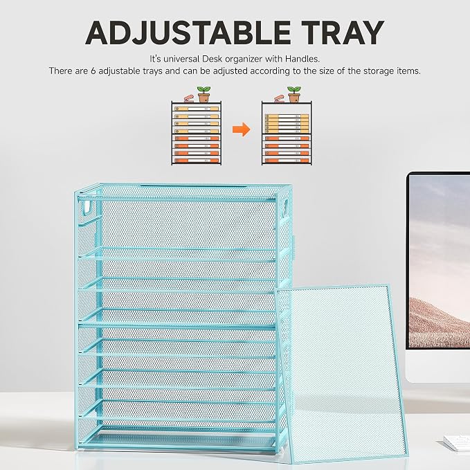 Subekyu 9 Tier Paper Letter File Tray Organizer - Image 2