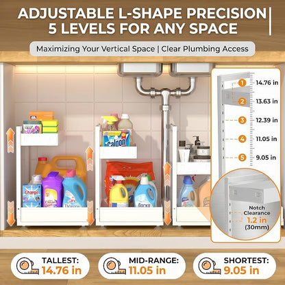 Under Sink Organizer, Bathroom Counter Organizer, 2 Packs 2-Tier Metal - Image 2