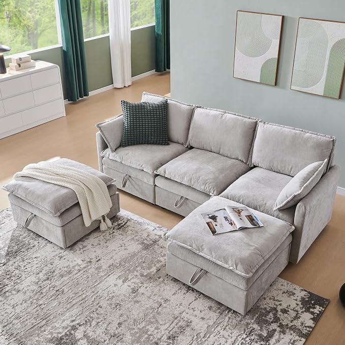 88.98" Sectional Couches for Living Room, Cloud Couch Sectional by wow97EnrichYourLivingspace