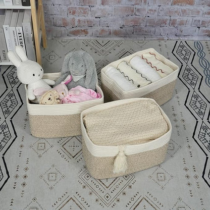 Cotton Rope storage Basket Bins Woven Basket - Image 4