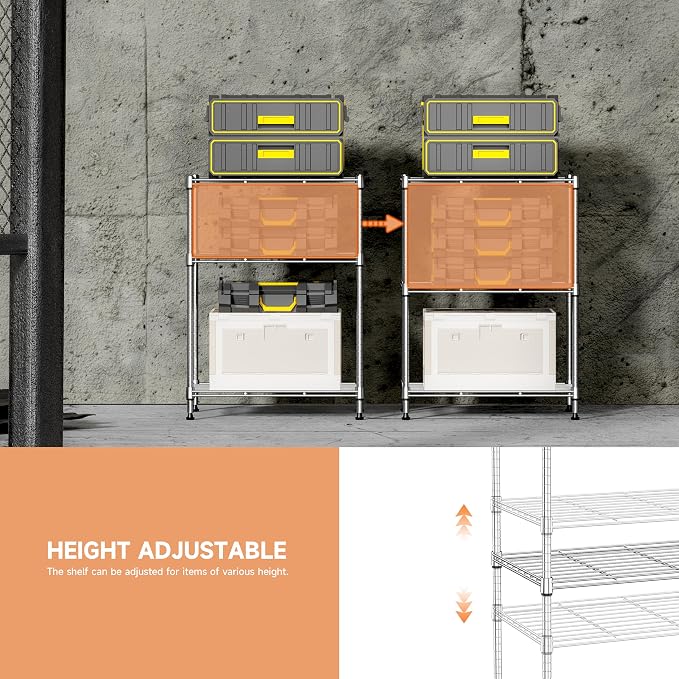 IZEUK 3 Tier Shelf, Heavy Duty Steel Wire Shelving Unit - Image 4