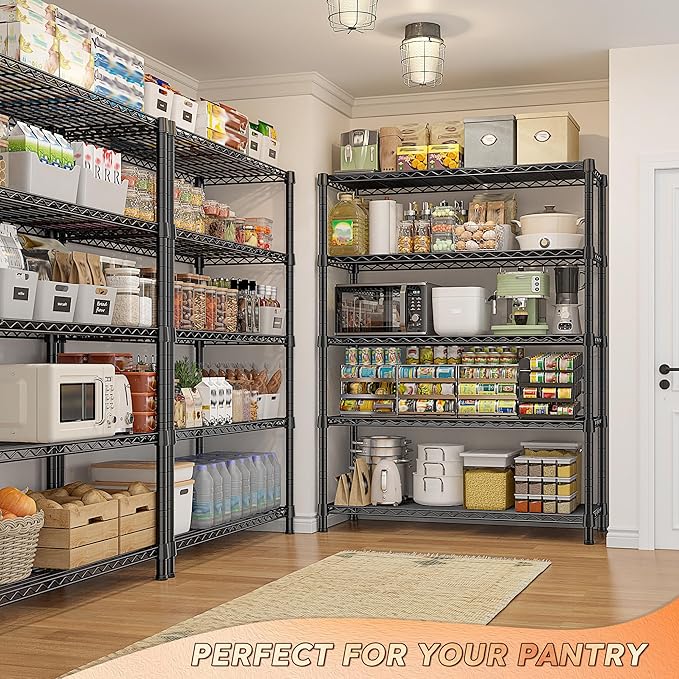 REIBII Storage Shelves with Wheels Wide Wire Shelving Unit with Wheels 75.2"H - Image 5