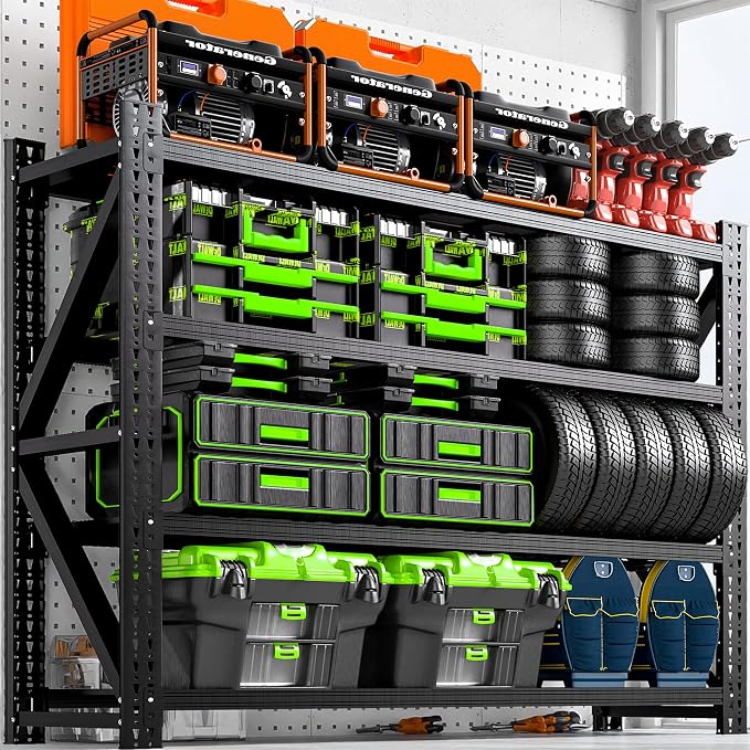 Heavy Duty Garage Storage Shelves 9000LBS Capacity, 4-Tier Adjustable by YUKIMO