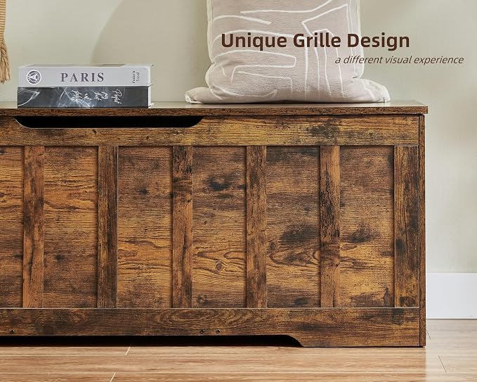VANKILEY 51.2" Storage Chest Extra Large, Wooden Storage Bench, Rustic Brown | - Image 8