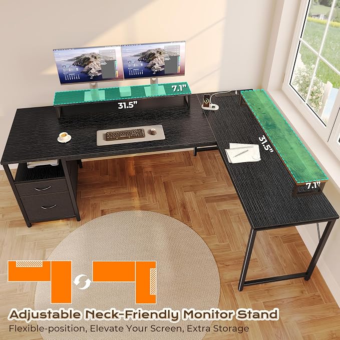 PRAISUN 63 Inch L Shaped Desk - Image 6
