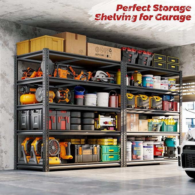 72"H Storage Shelves heavy duty, 2200LBS Garage Shelving, 5 Tier Metal Shelving - Image 5